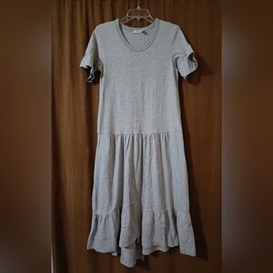 Wilt Drop Torso Tiered Midi Tee Dress with Unsymmetrical Vented Hem, XS